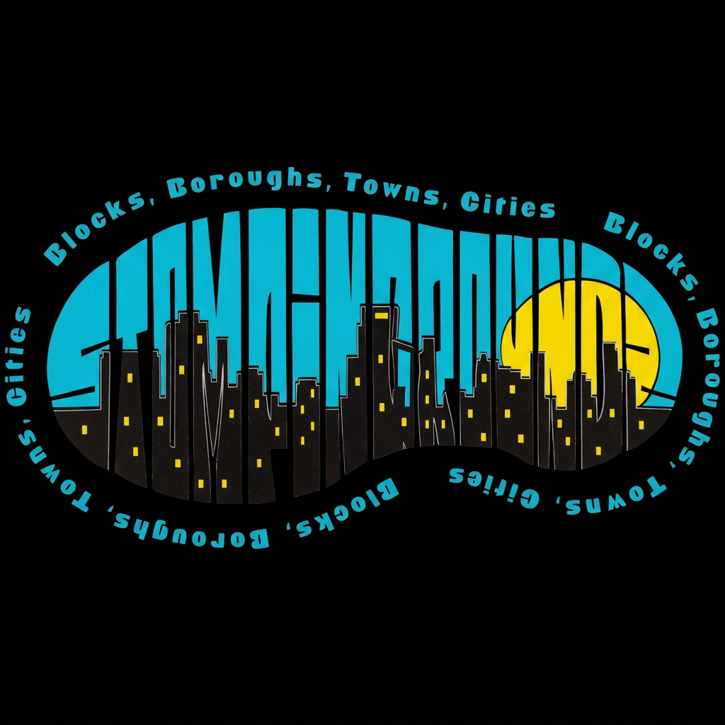 Centered SGZ City Lights artwork on a square black background
