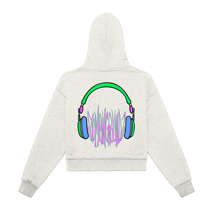 SGZ "Head Busta" Fleeced Zip-Up Cropped Hoodie