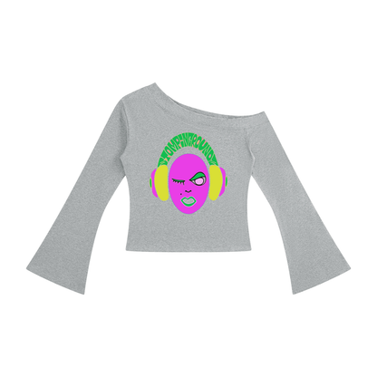 SGZ "Alien Gyrl" Off-Shoulder Bell Sleeve T-Shirt