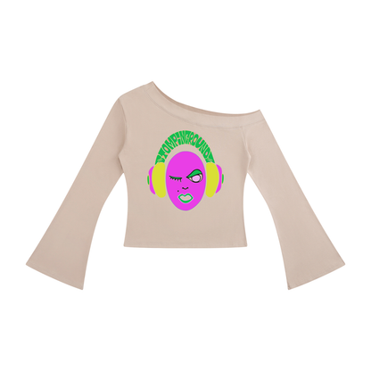 SGZ "Alien Gyrl" Off-Shoulder Bell Sleeve T-Shirt