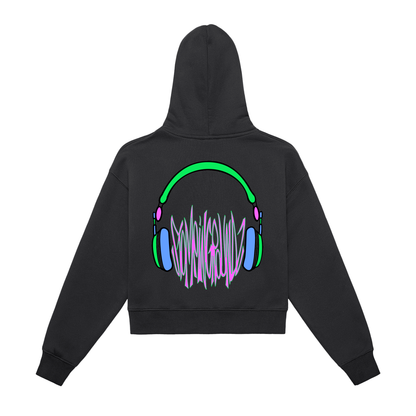 SGZ "Head Busta" Fleeced Zip-Up Cropped Hoodie