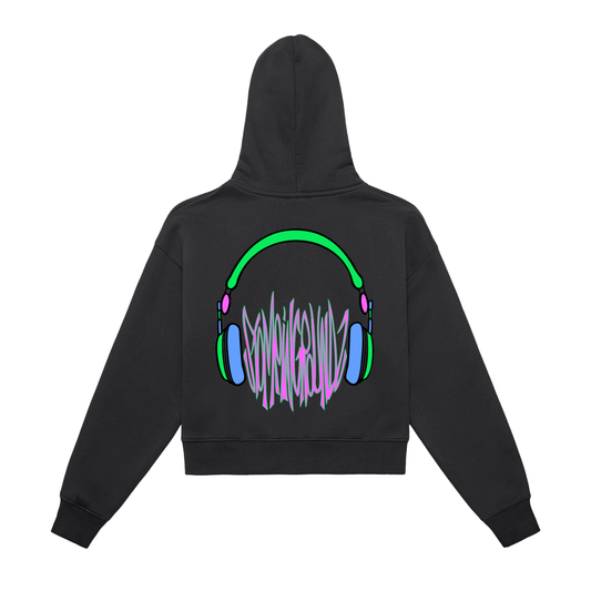 SGZ "Head Busta" Fleeced Zip-Up Cropped Hoodie