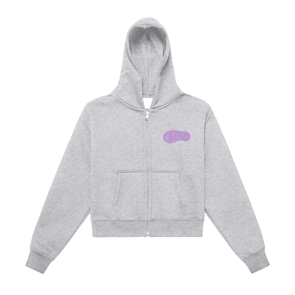 SGZ "Head Busta" Fleeced Zip-Up Cropped Hoodie