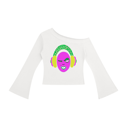 SGZ "Alien Gyrl" Off-Shoulder Bell Sleeve T-Shirt